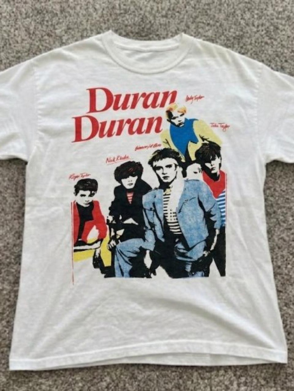 Gildan White Duran Duran Graphic Tee with Red Logo